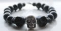 armband man hout steen metaal doodshoofden zwart